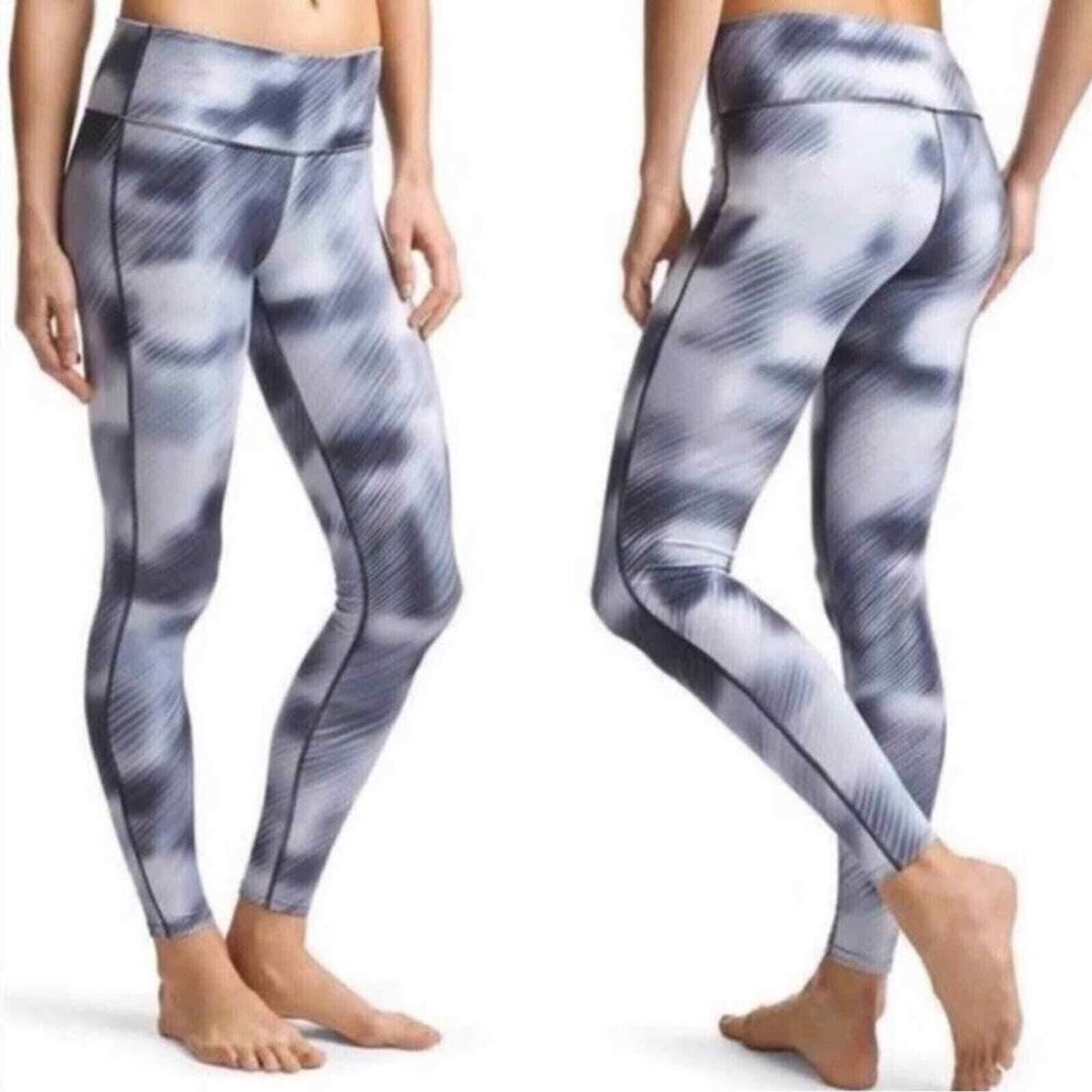 Athleta Leggings M Chaturanga High Rise Gray Alpine Ankle 27" Tie Dye Yoga Gym